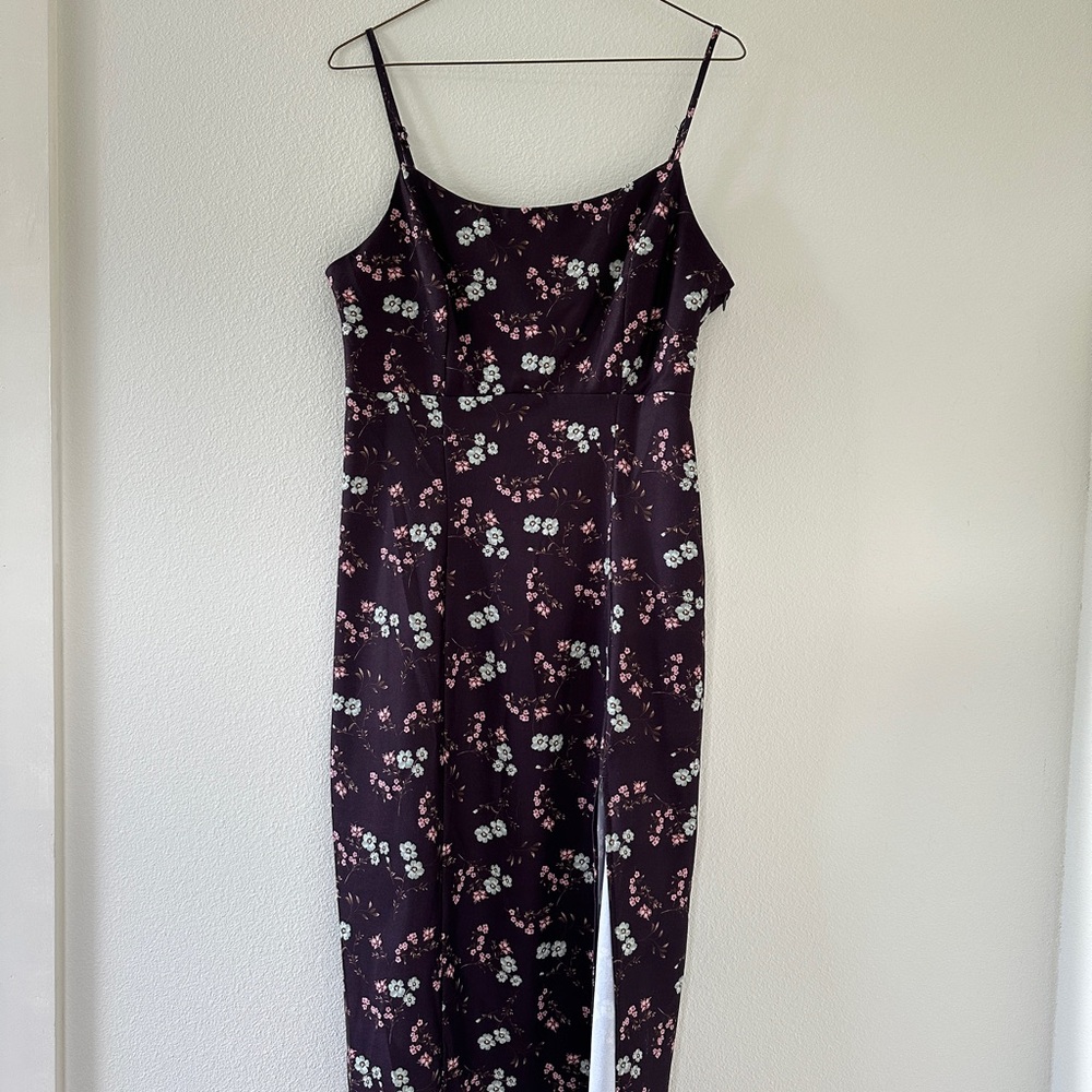 Dry Goods Deep Purple Floral Midi Dress